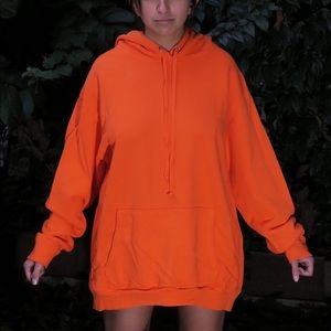 Orange Terry Cotton Hoodie